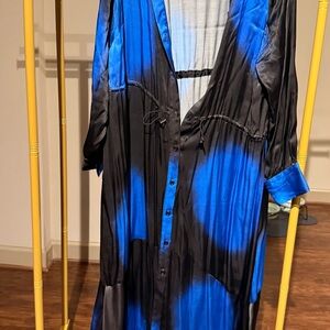Topshop Black and Blue Satin Dress